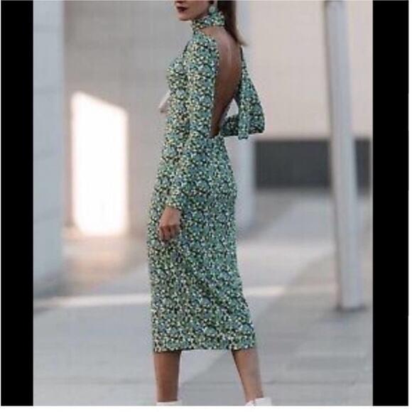 Zara Midi Floral Dress Size Large - Picture 4 of 15